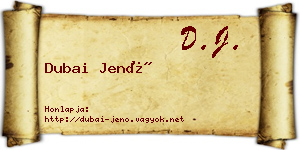 Dubai Jenő névjegykártya